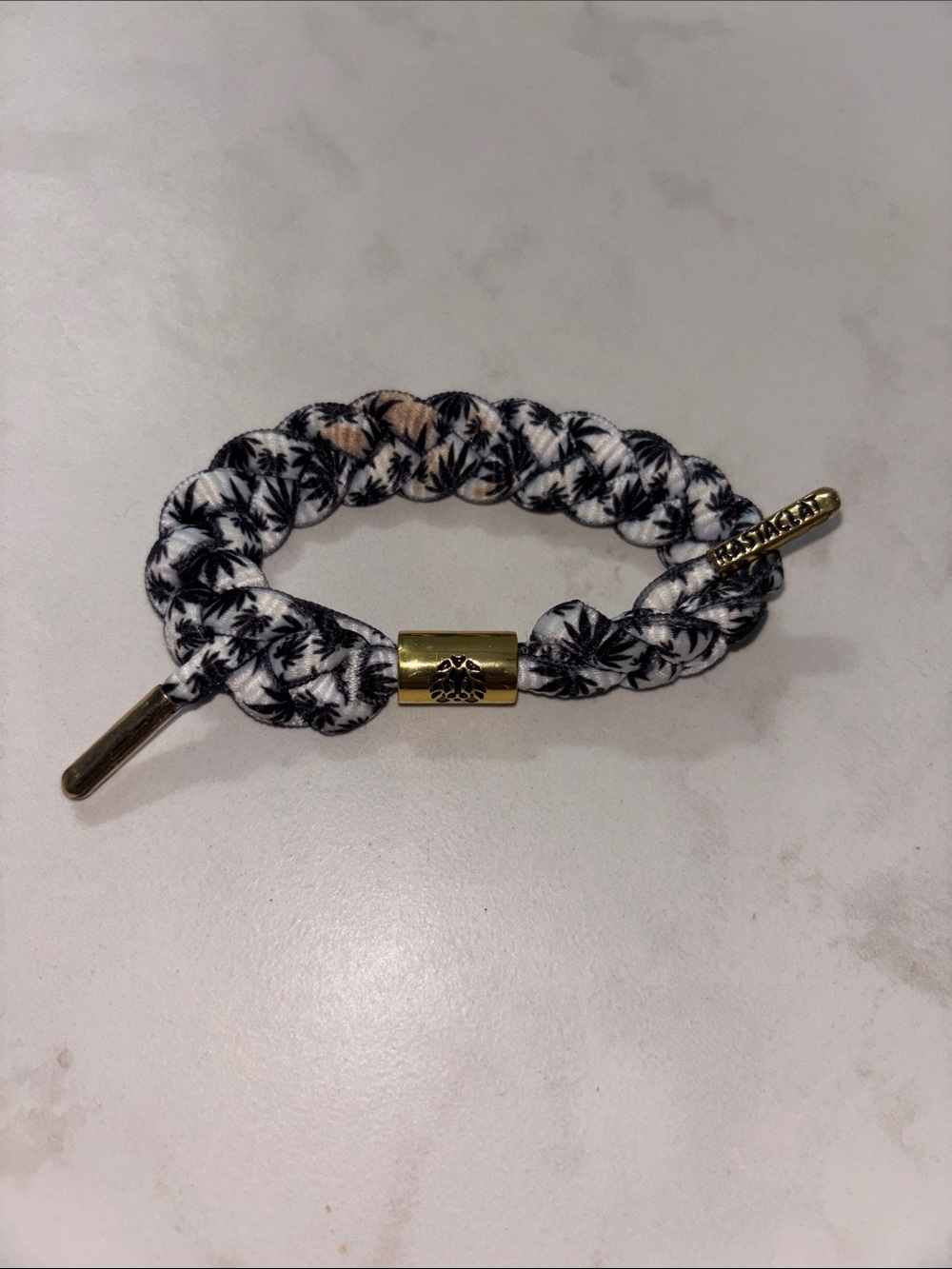 Gold-Accent Black & White Braided Bracelet